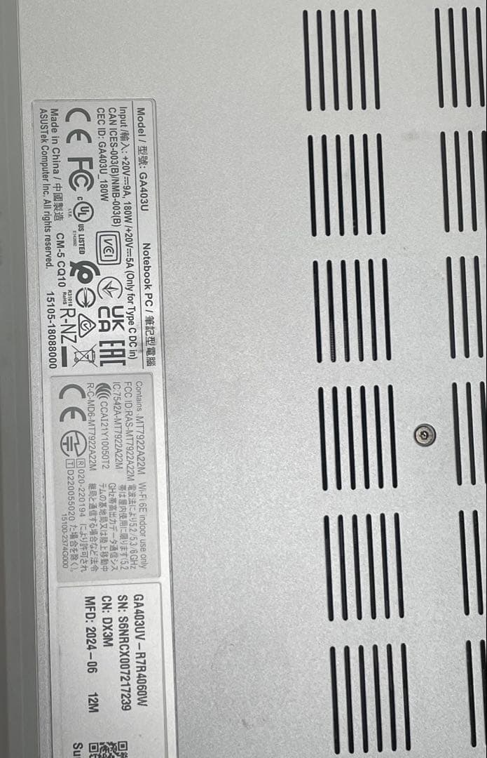 (ジャンク)ASUS ROG Zephyrus G14 GA403UV 4060