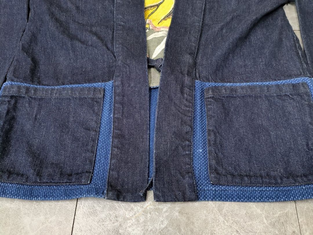 桃太郎ジーンズ 刺子生地切替 虎 スーベニアスカデニム作務衣