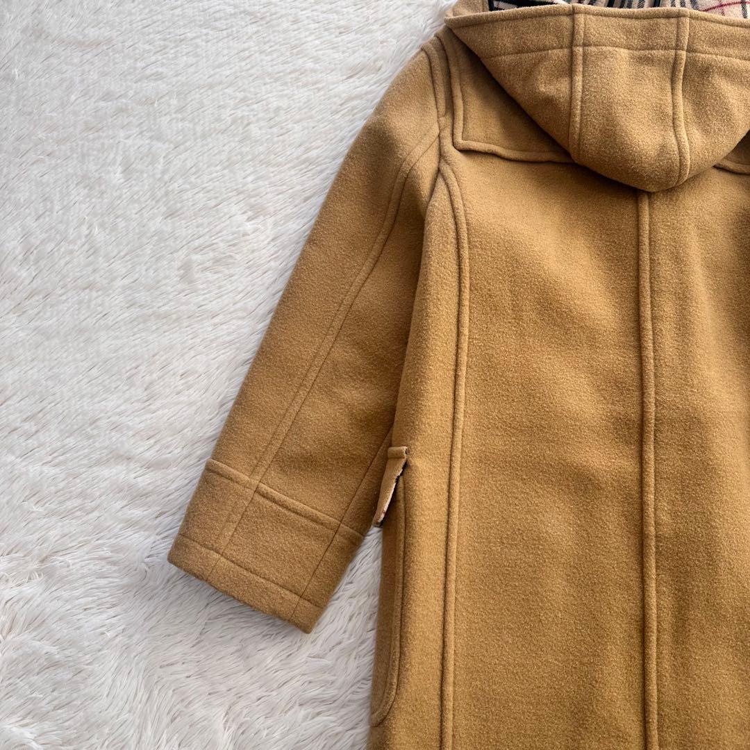 人気 定番 バーバリーロンドン ダッフルコート ノバチェック キャメル フード付