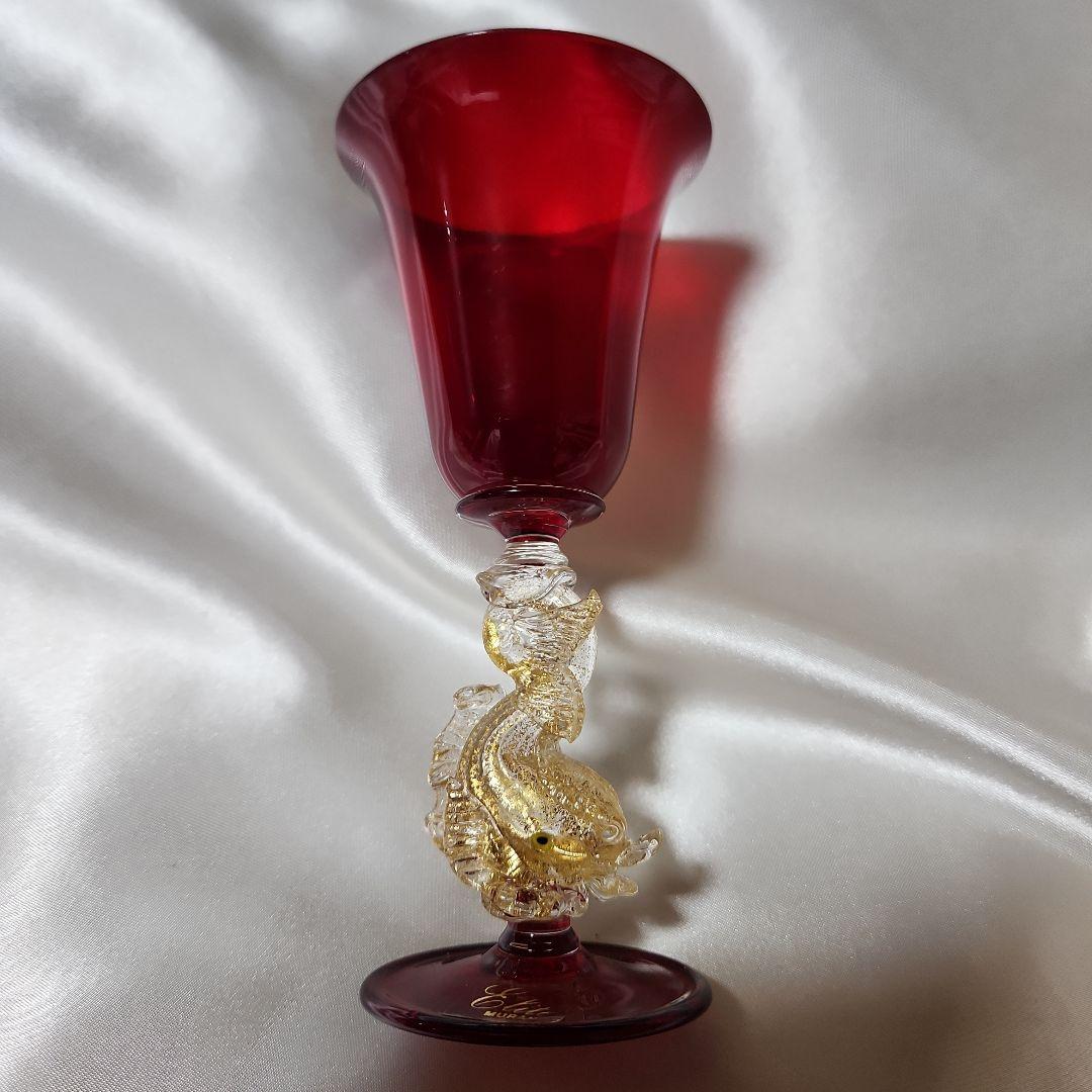 ベネチアンガラス ムラーノグラス イルカ ワイングラス 2点セット