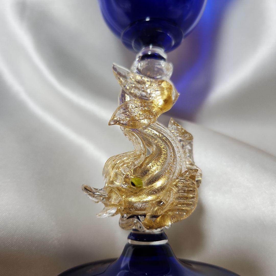 ベネチアンガラス ムラーノグラス イルカ ワイングラス 2点セット