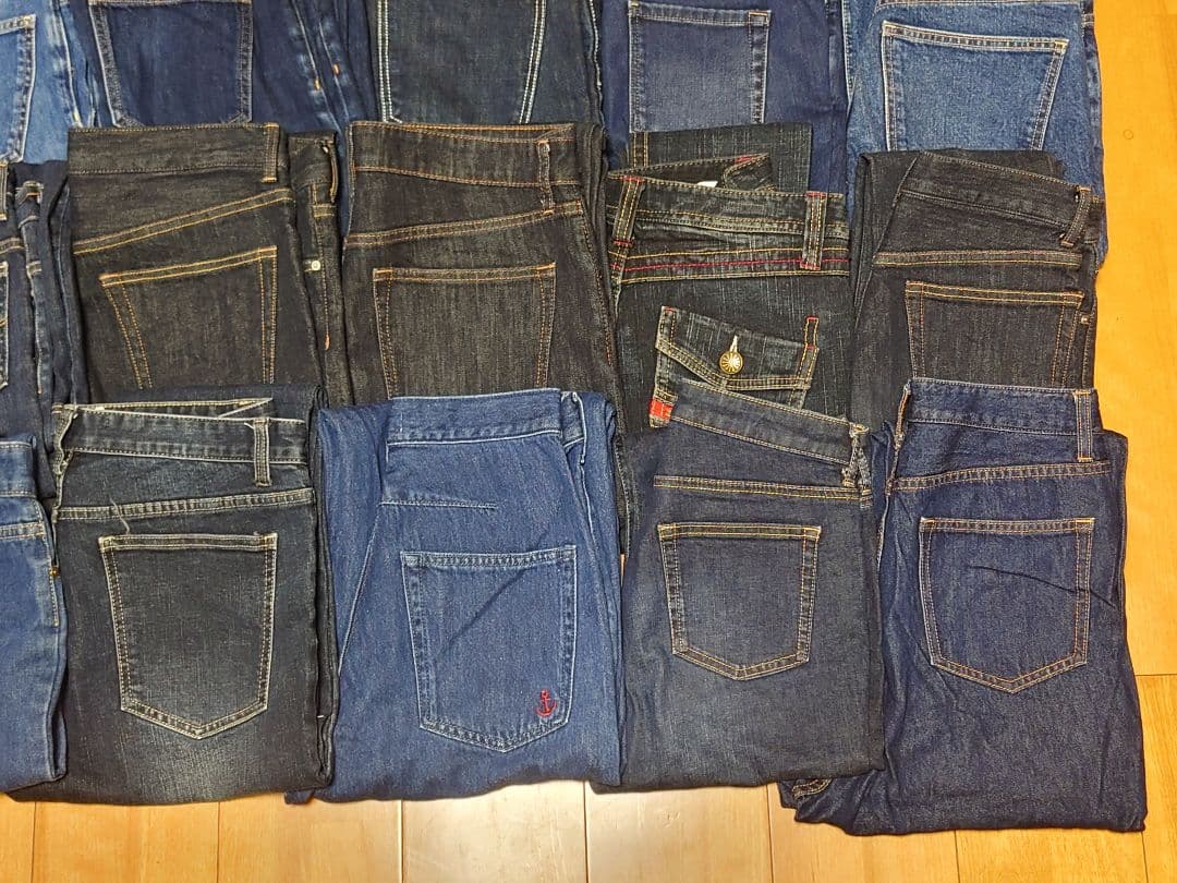 ☆まとめ売り☆　【濃い】デニム　パンツ40本　リメイクハンドメイド
