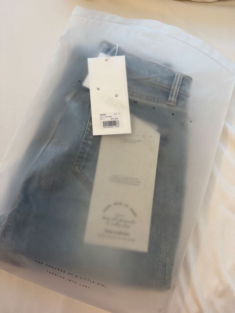 パンツ andmary mary logo flare denim