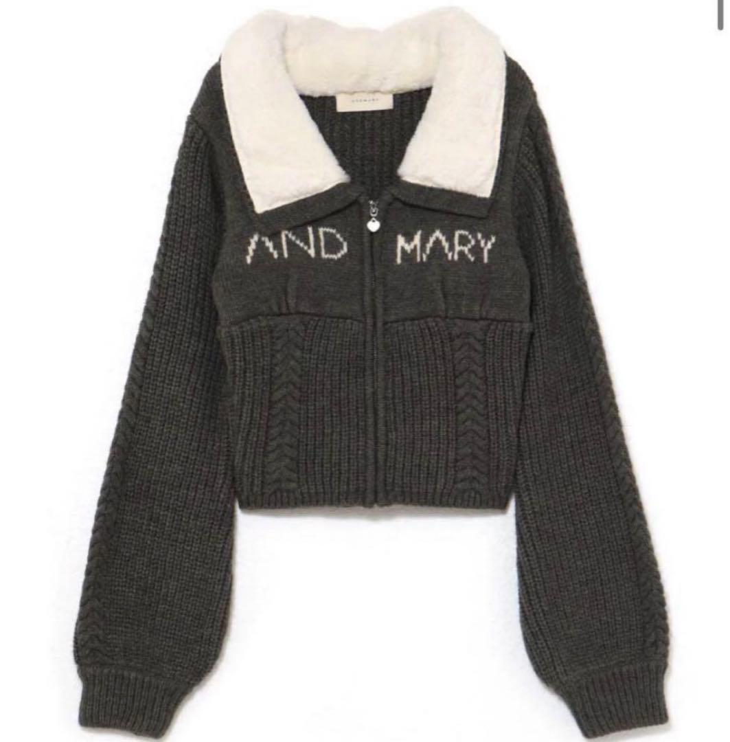 トップス andMary Mary logo zip tops gray