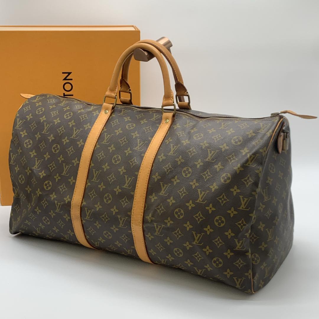 美品 ルイヴィトン モノグラム ボストンバッグ キーポル60 レザー ブラウン