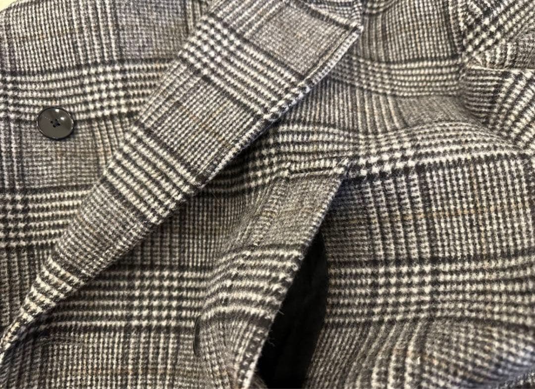 BOSS グレンチェック ダブルブレステッド コート　３XL