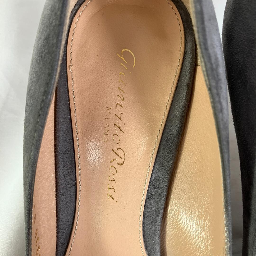 ジャンヴィトロッシ スエード ポインテッドトゥ パンプス グレー　22.5cm