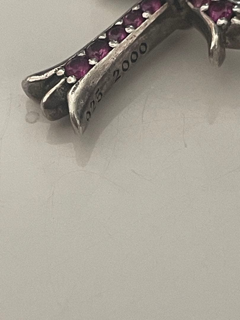 影*様 クロムハーツ タイニーCHクロス チャーム パヴェ ピンクサファイア ネ