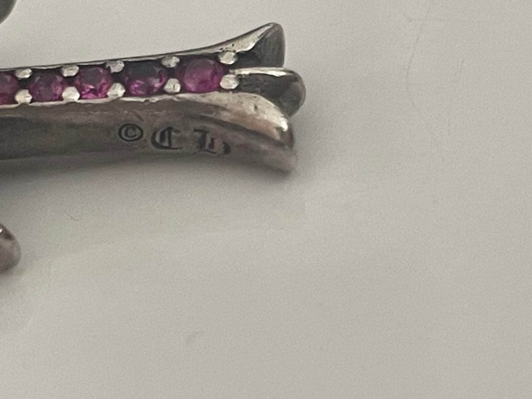 影*様 クロムハーツ タイニーCHクロス チャーム パヴェ ピンクサファイア ネ