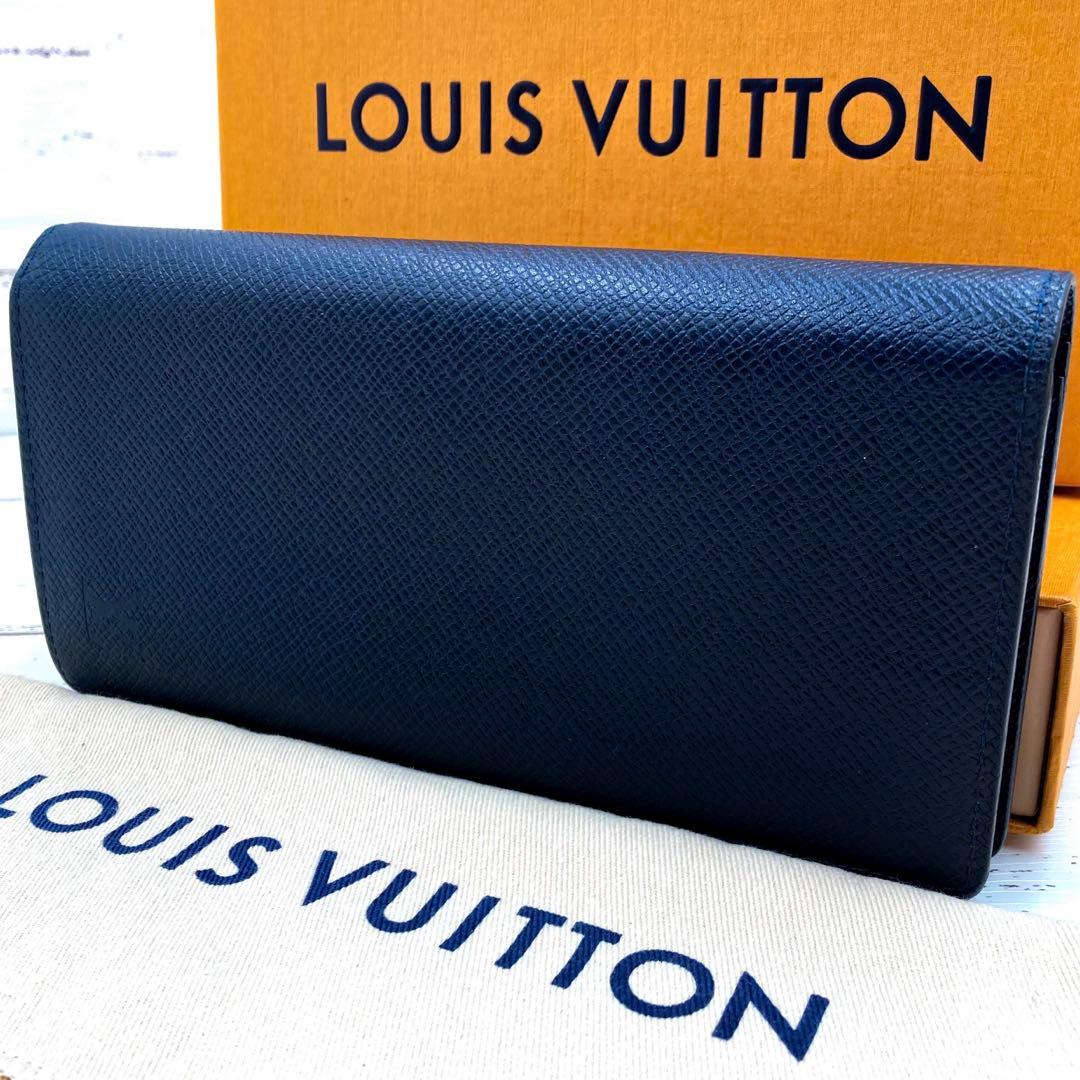 【美品・新型】ルイヴィトン タイガ ポルトフォイユブラザ ブルーマリーヌ 箱付き