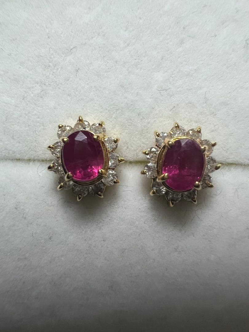 K18YG ルビー　　ダイヤ　ピアス