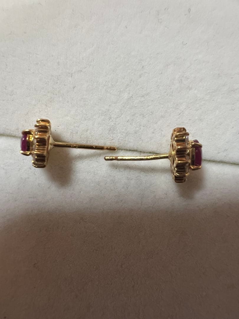K18YG ルビー　　ダイヤ　ピアス
