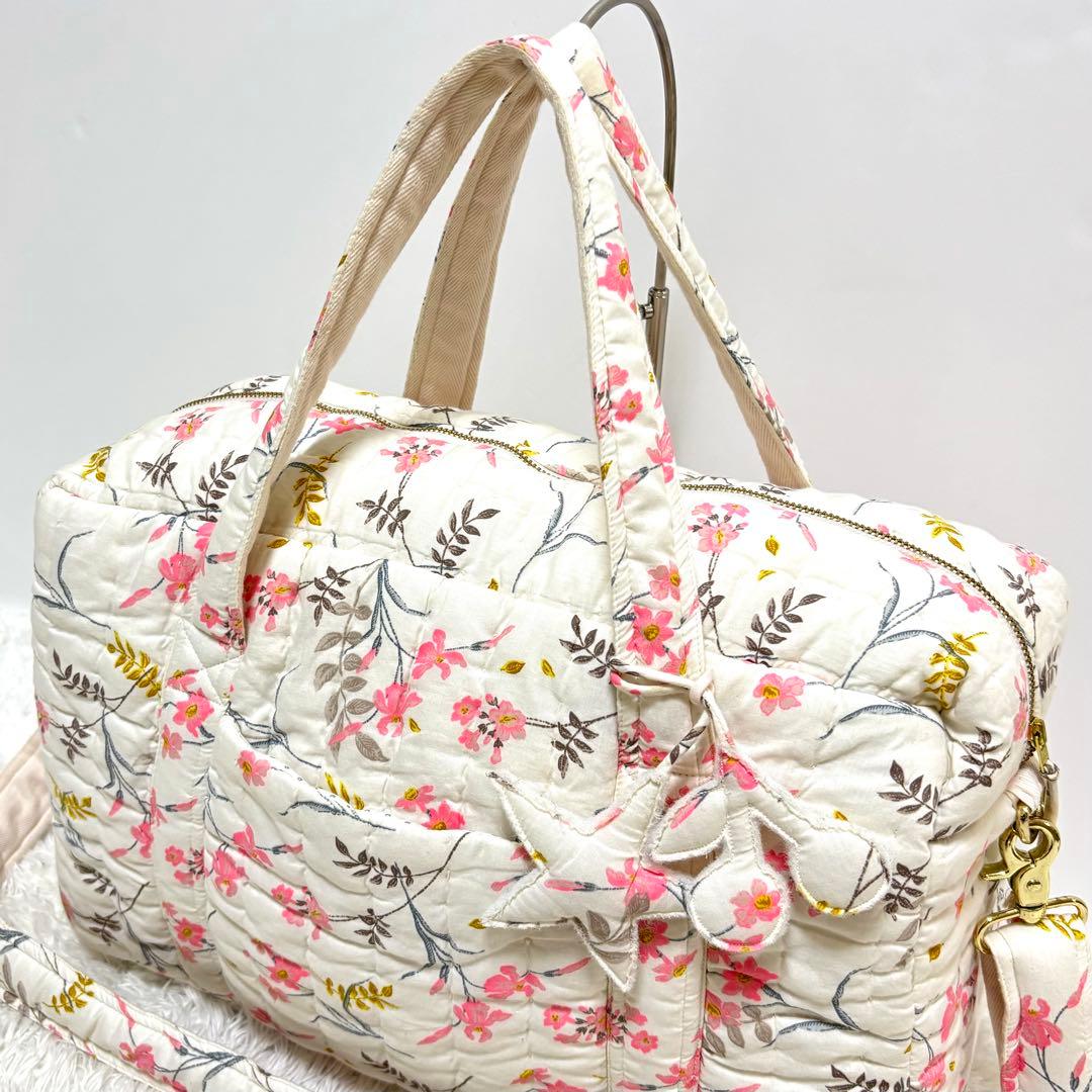 【未使用】 ボンポワン マザーズバッグ ママバッグ キルティング コットン 花柄