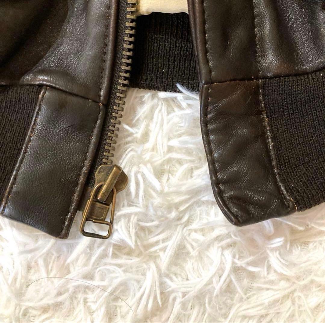 【良品】アヴィレックスA-2 革胸タグ　ダークブラウン　L〜XL相当