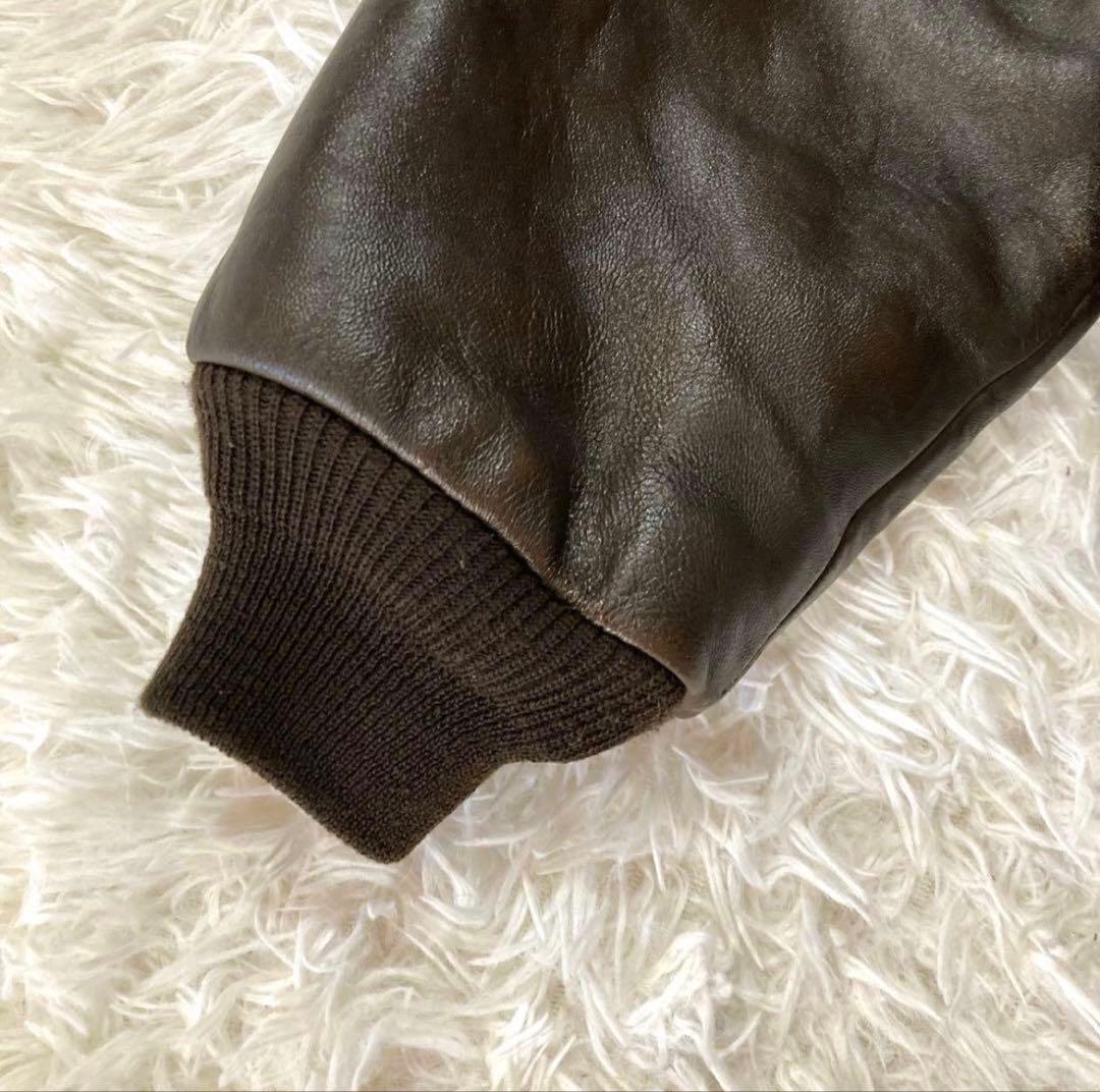 【良品】アヴィレックスA-2 革胸タグ　ダークブラウン　L〜XL相当