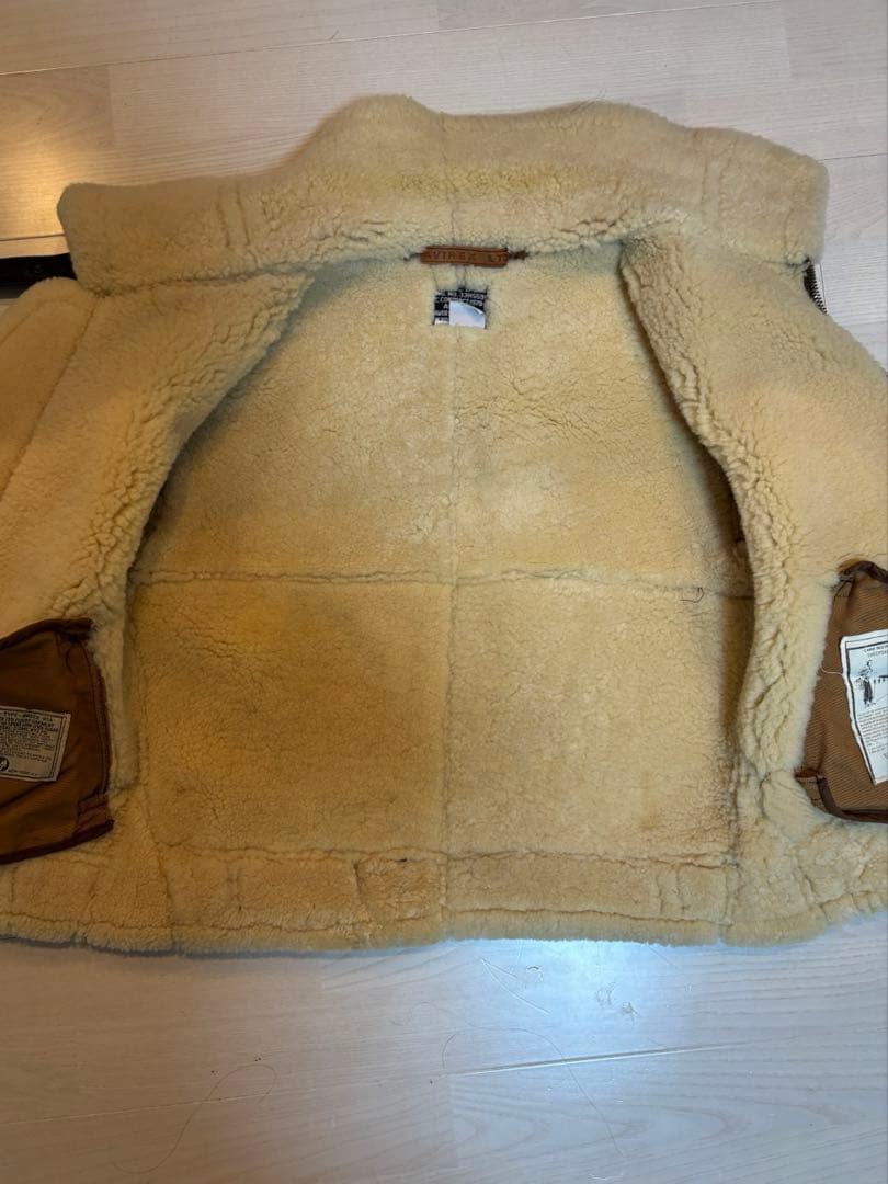 【羊革】アヴィレックス ムートン ライダースジャケット 茶色 36 本革
