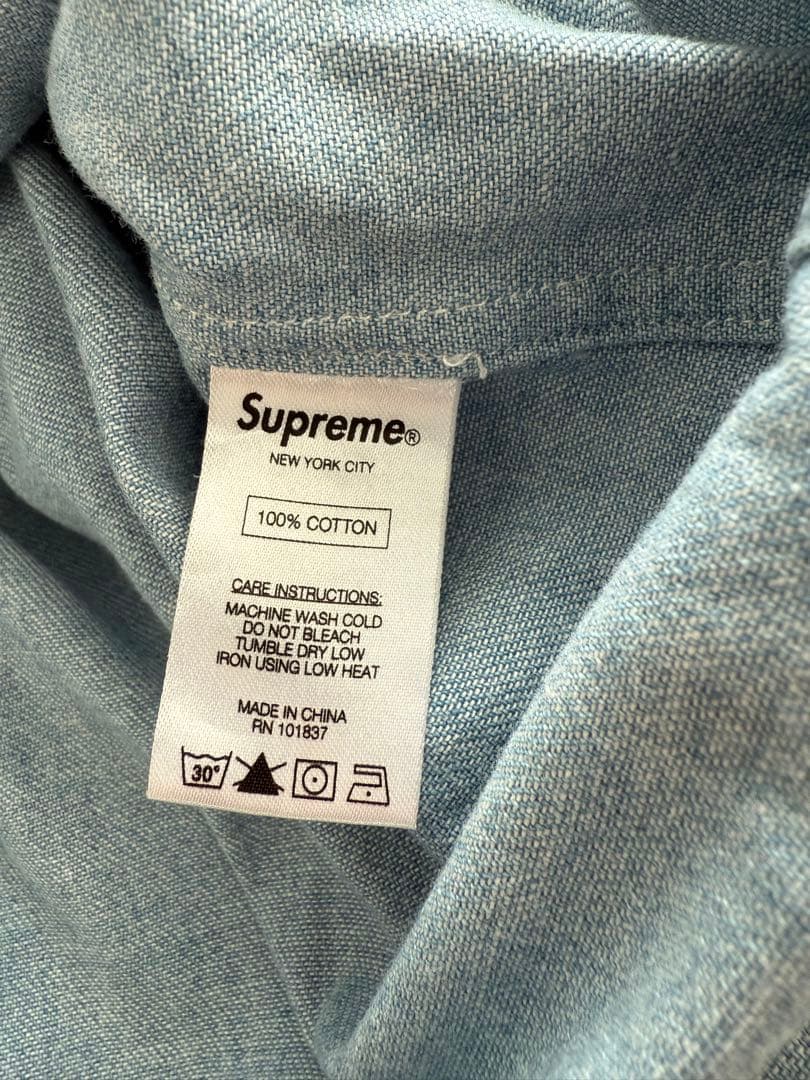 シュプリーム スパイダー総柄 蜘蛛の巣 長袖シャツ ライトブルー　M