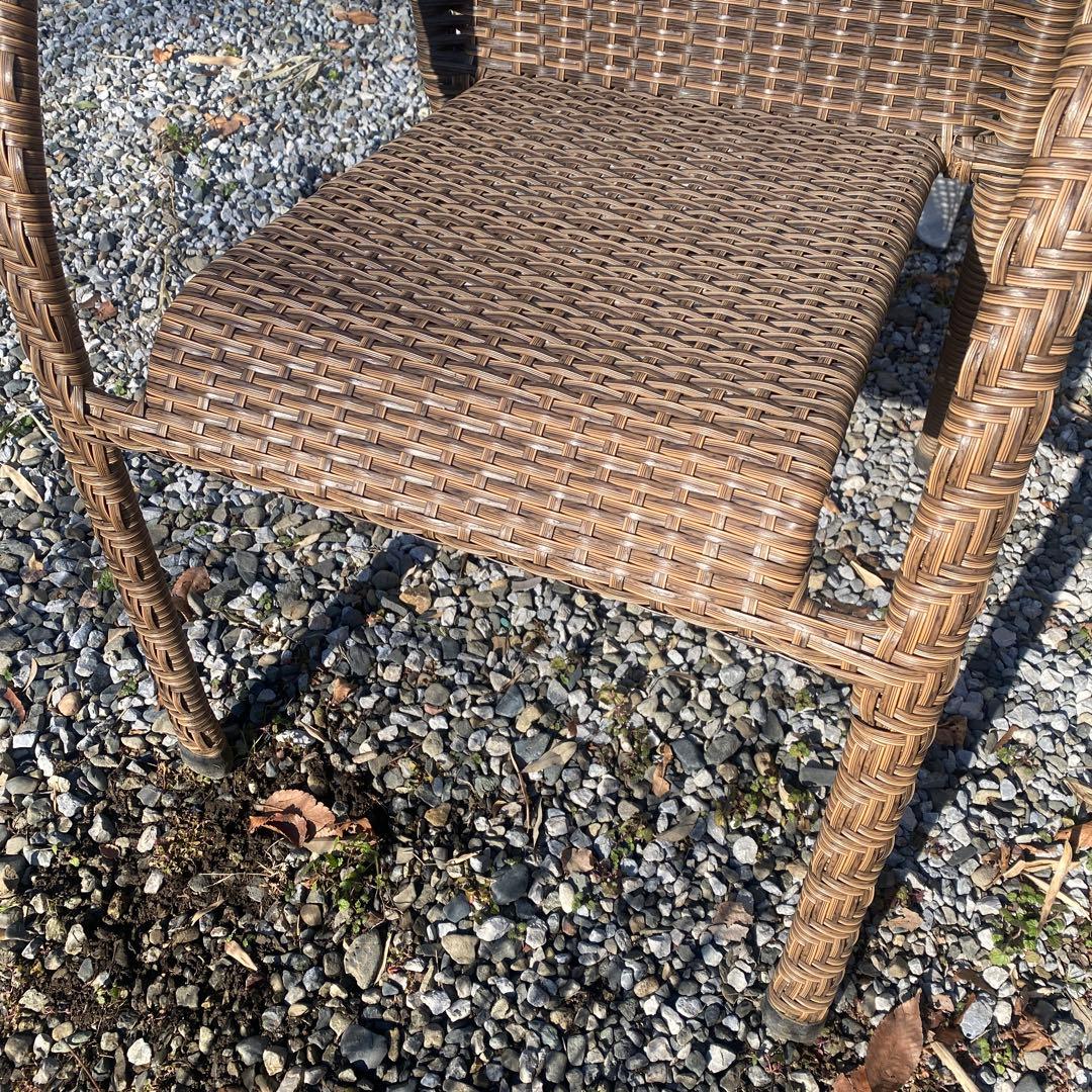 bell chaise ベルチェアー　ブラウンラタン風アームチェア2脚セット