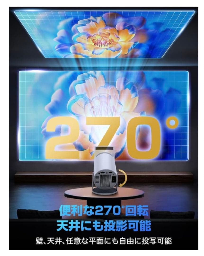 270度回転 自動補正 ホワイトプロジェクター 本体