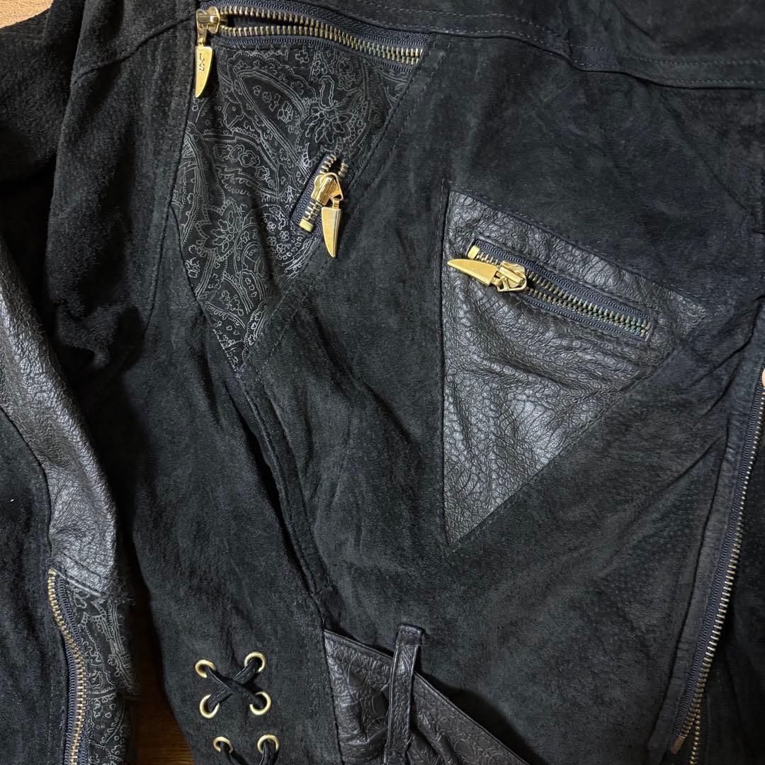 ダブルライダース　レザー　ブラック　ゴールド　ウエスタン　vintage 短丈