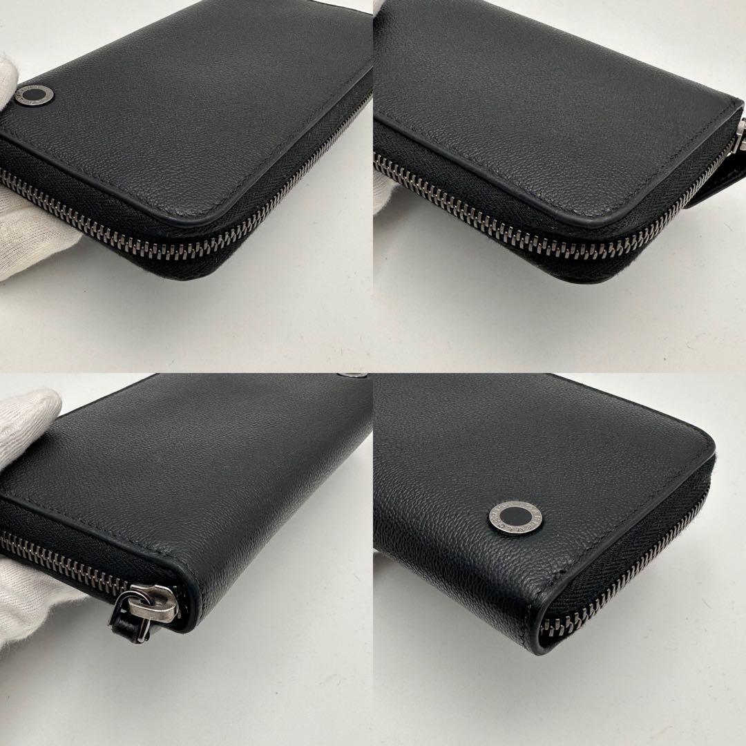 極美品/RFID搭載✨ ブルガリ マン サークル金具 長財布 ラウンドファスナー