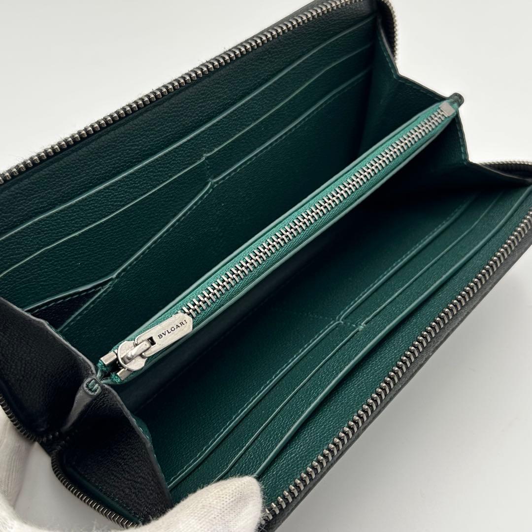 極美品/RFID搭載✨ ブルガリ マン サークル金具 長財布 ラウンドファスナー