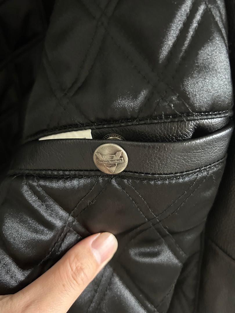 90s ハーレーダビッドソン レザージャケット M ブラック×オレンジ ボンバー