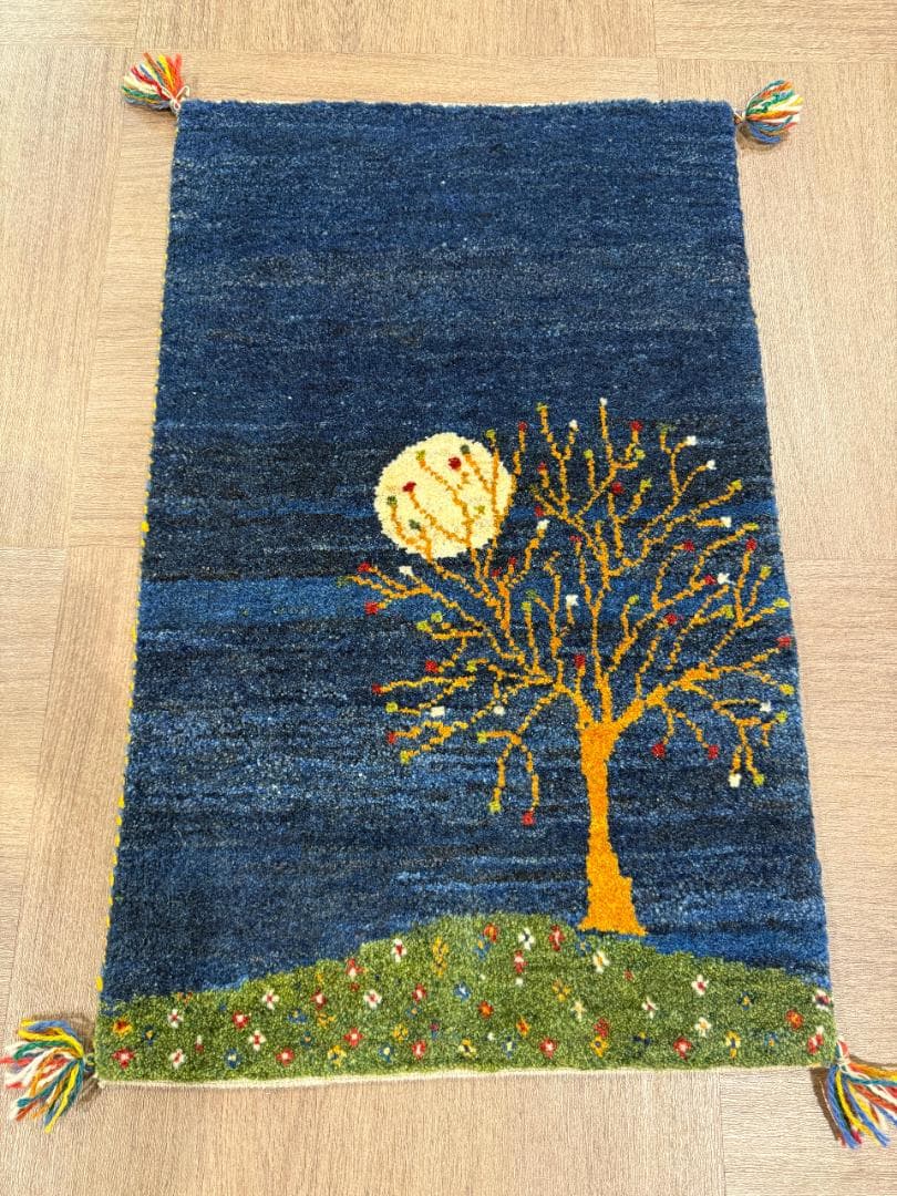 ギャッベ 82x51cm ペルシャ絨毯 手織り ギャベ 玄関マットラグ 絨毯