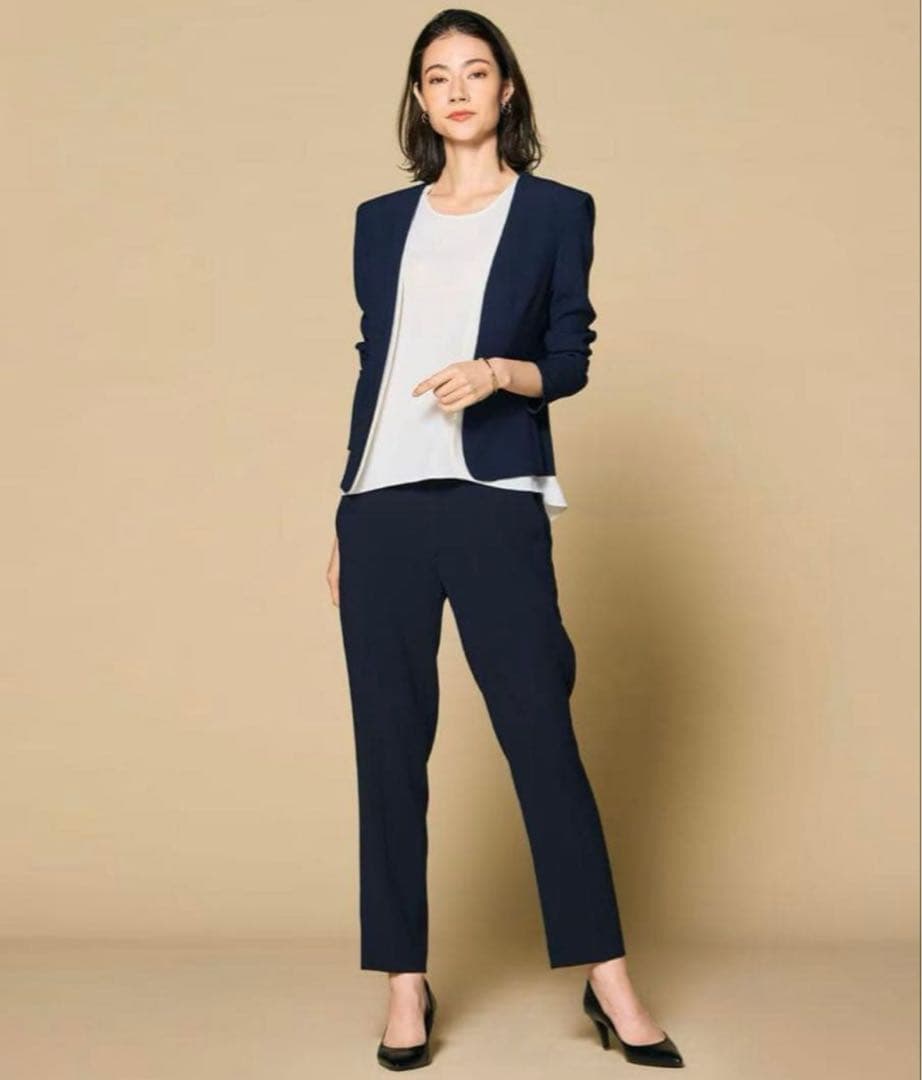 美品♡ベイジ Cindy ダブルカラー ジャケット パンツ スーツ　0 上下