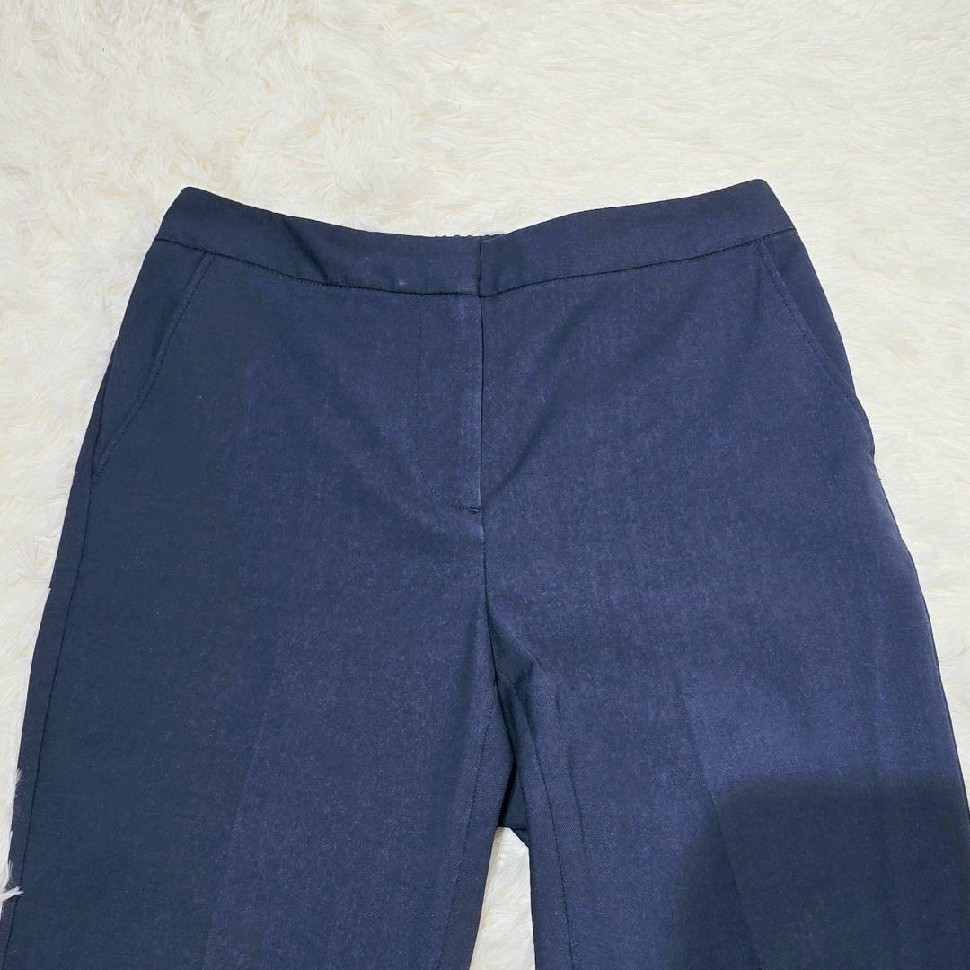 ✨極美品✨PLST プラステ リネン混 ノーカラー パンツ セットアップ 紺 M