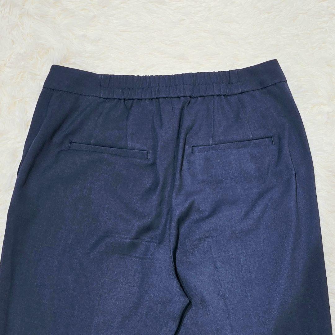 ✨極美品✨PLST プラステ リネン混 ノーカラー パンツ セットアップ 紺 M