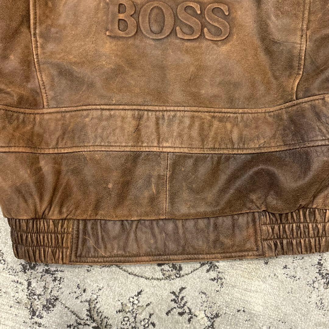 【非売品】初代ボスジャンBOSS本革エンボス加工ロゴ茶sizeLLサントリー