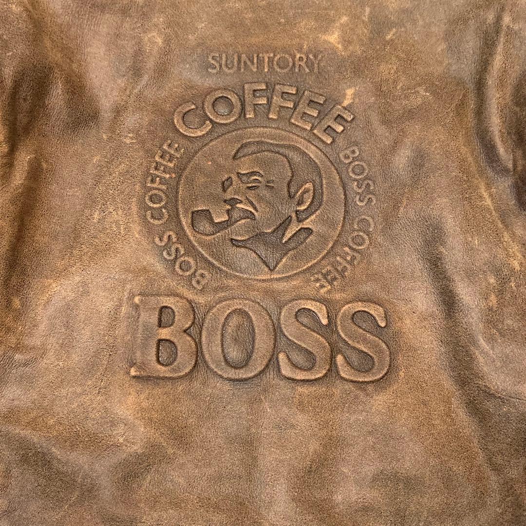 【非売品】初代ボスジャンBOSS本革エンボス加工ロゴ茶sizeLLサントリー