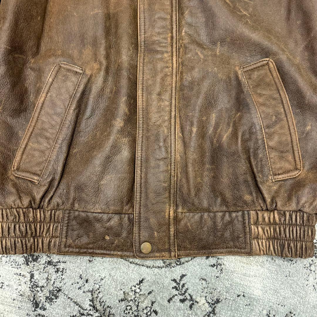 【非売品】初代ボスジャンBOSS本革エンボス加工ロゴ茶sizeLLサントリー