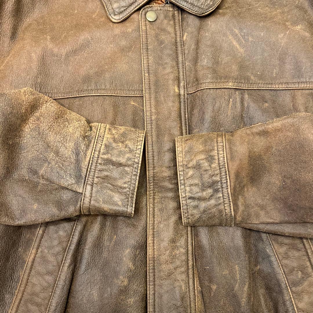 【非売品】初代ボスジャンBOSS本革エンボス加工ロゴ茶sizeLLサントリー