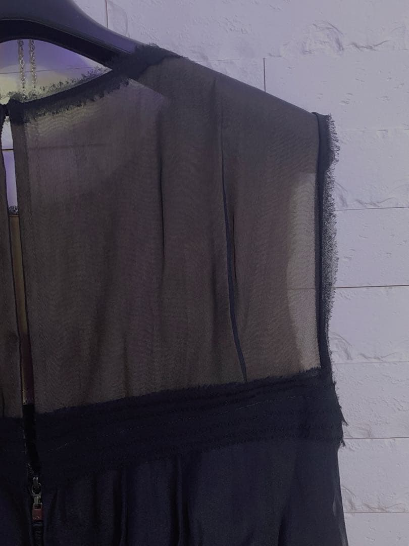 美品★FOXEY/フォクシーシルクシフォンワンピース 38 シルク100%