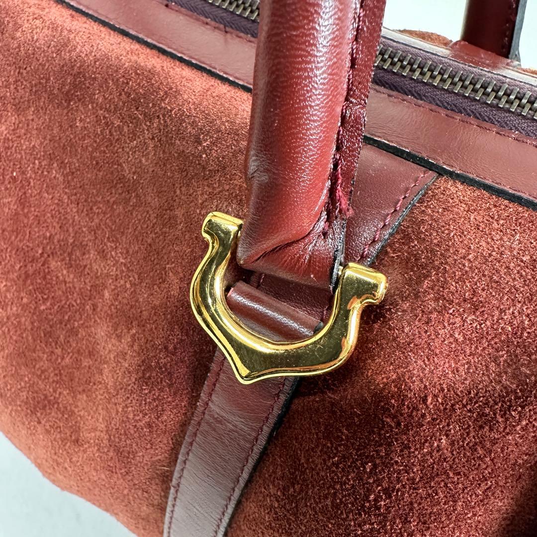 ヴィンテージ カルティエ マストライン ボストン スエード ボルドー 30