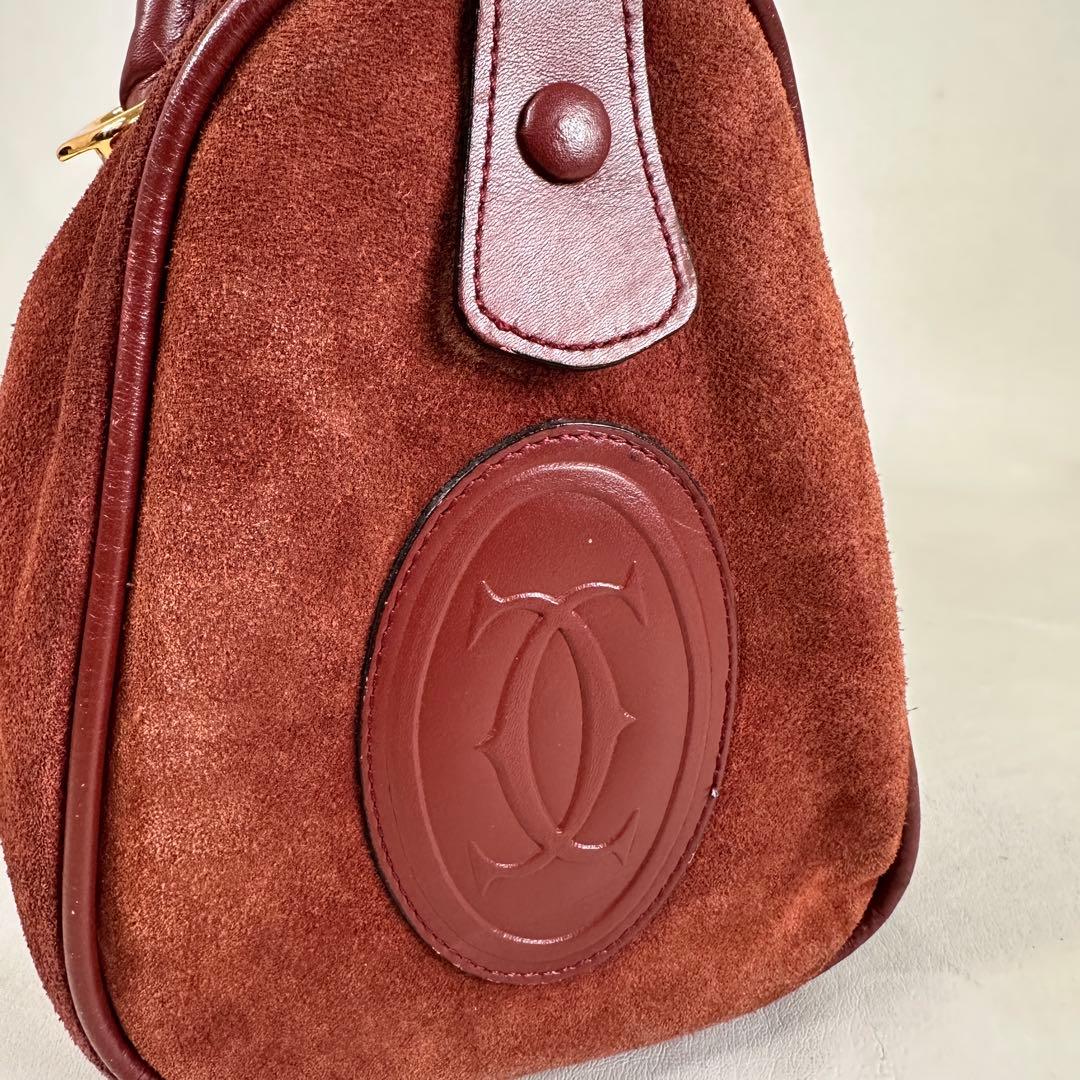 ヴィンテージ カルティエ マストライン ボストン スエード ボルドー 30