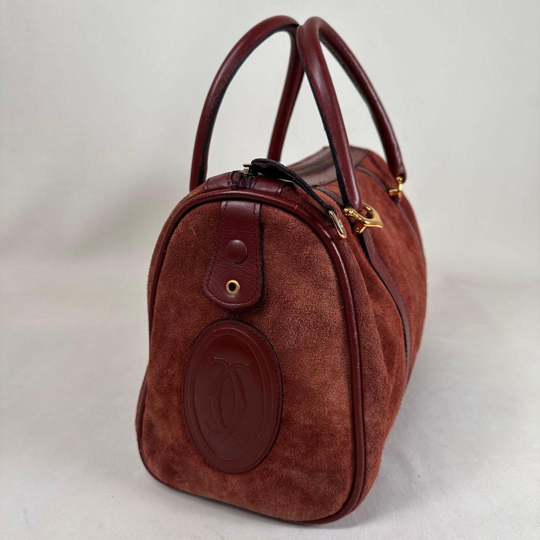 ヴィンテージ カルティエ マストライン ボストン スエード ボルドー 30