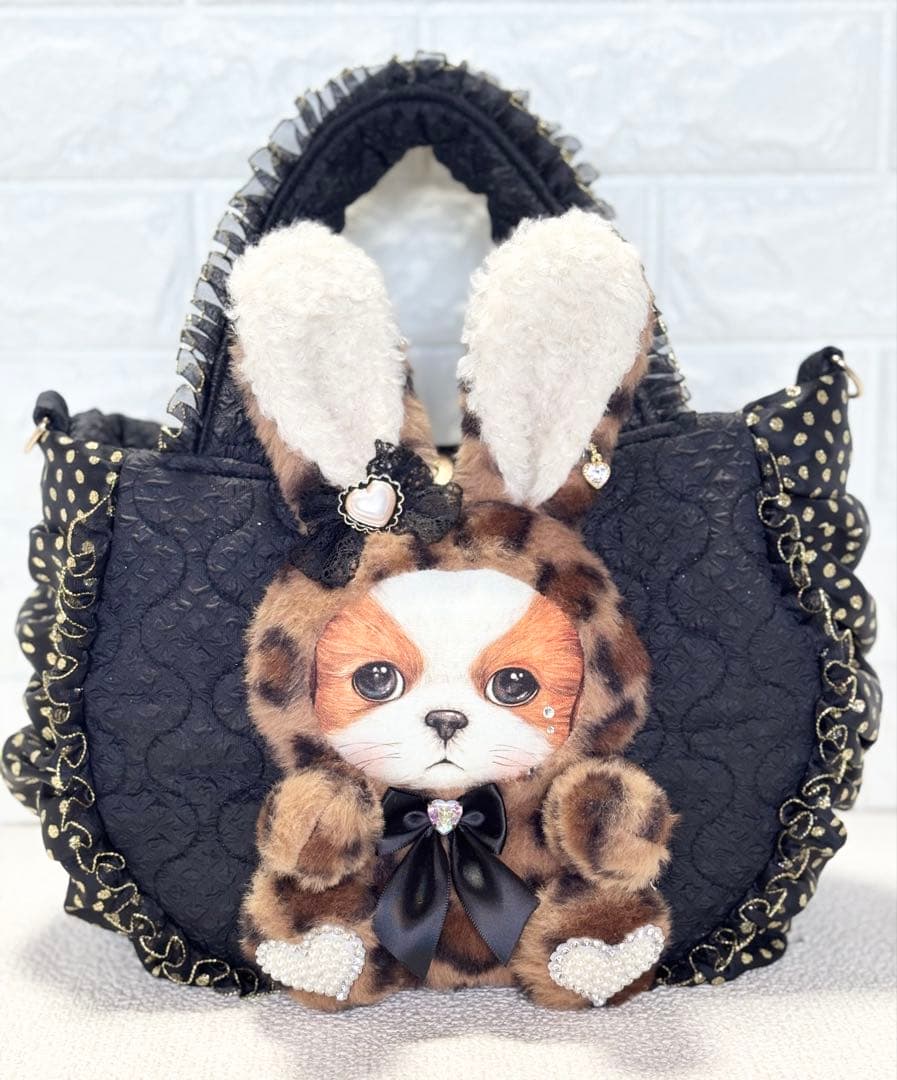 あ*こ様 コヤンイサムチョン　ハンドメイド　ギャザーバッグ　アンコちゃん　黒