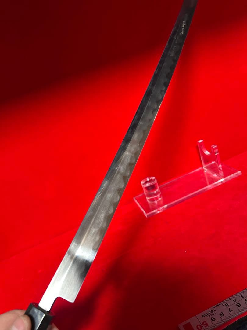 01562 包丁　和包丁　マグロ包丁　玉鋼　刃文綺麗　未使用品