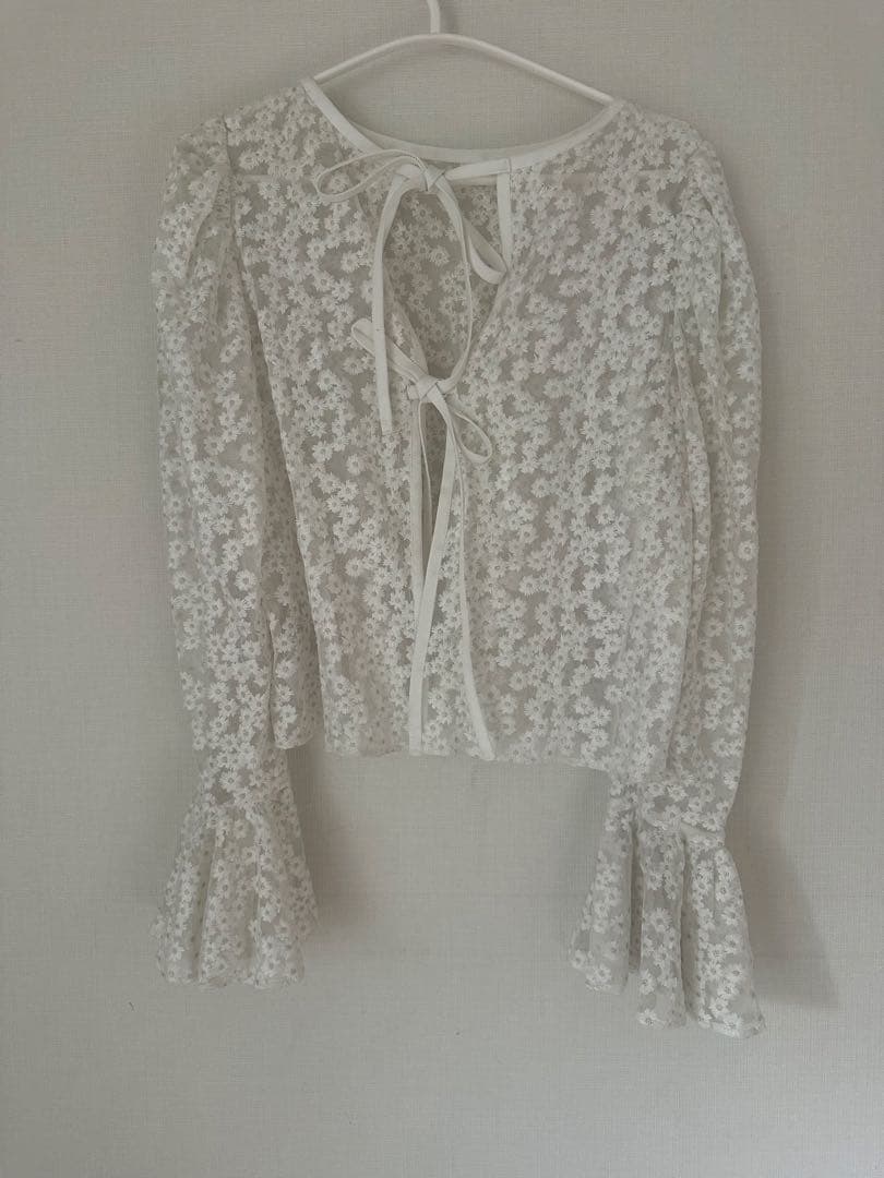 2025ウィムガゼット　刺繍レース ブラウス　花柄 シアー ホワイト 白