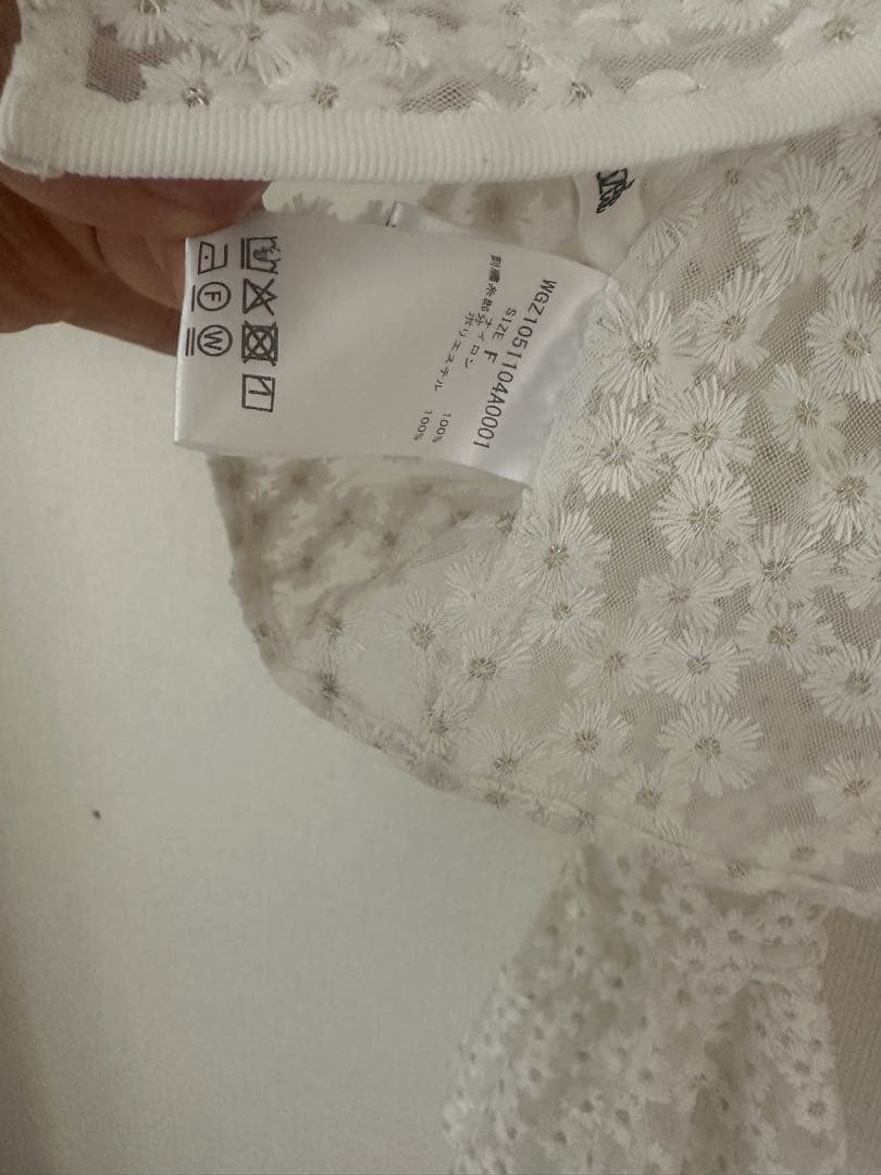 2025ウィムガゼット　刺繍レース ブラウス　花柄 シアー ホワイト 白