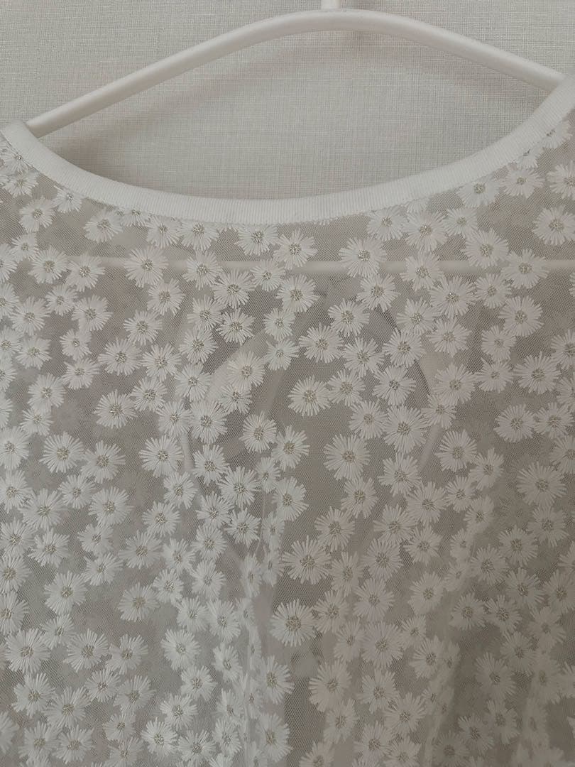 2025ウィムガゼット　刺繍レース ブラウス　花柄 シアー ホワイト 白