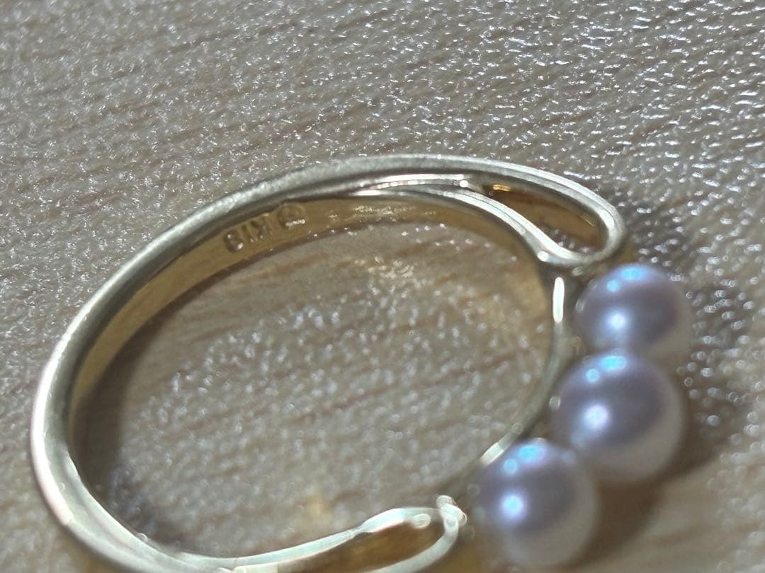 ミキモト K18YG 3連パールリング