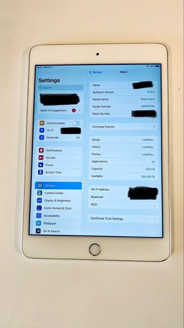 Apple iPad Mini 4 128GB シルバー(Wi-Fiモデル)