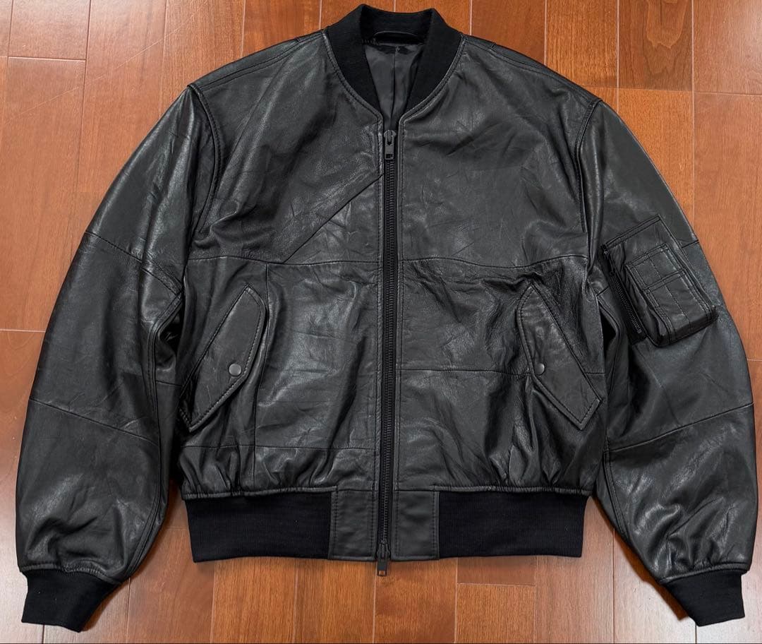 ジャケット・アウター Vintage Black Lamb Leather MA-1 TEENAGER