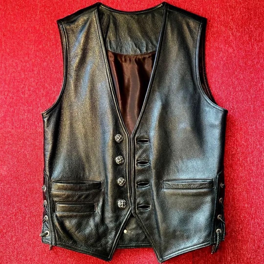 A&Gエーアンドジー レザーベスト シルバー925本革&スティングレー￼￼エイ革
