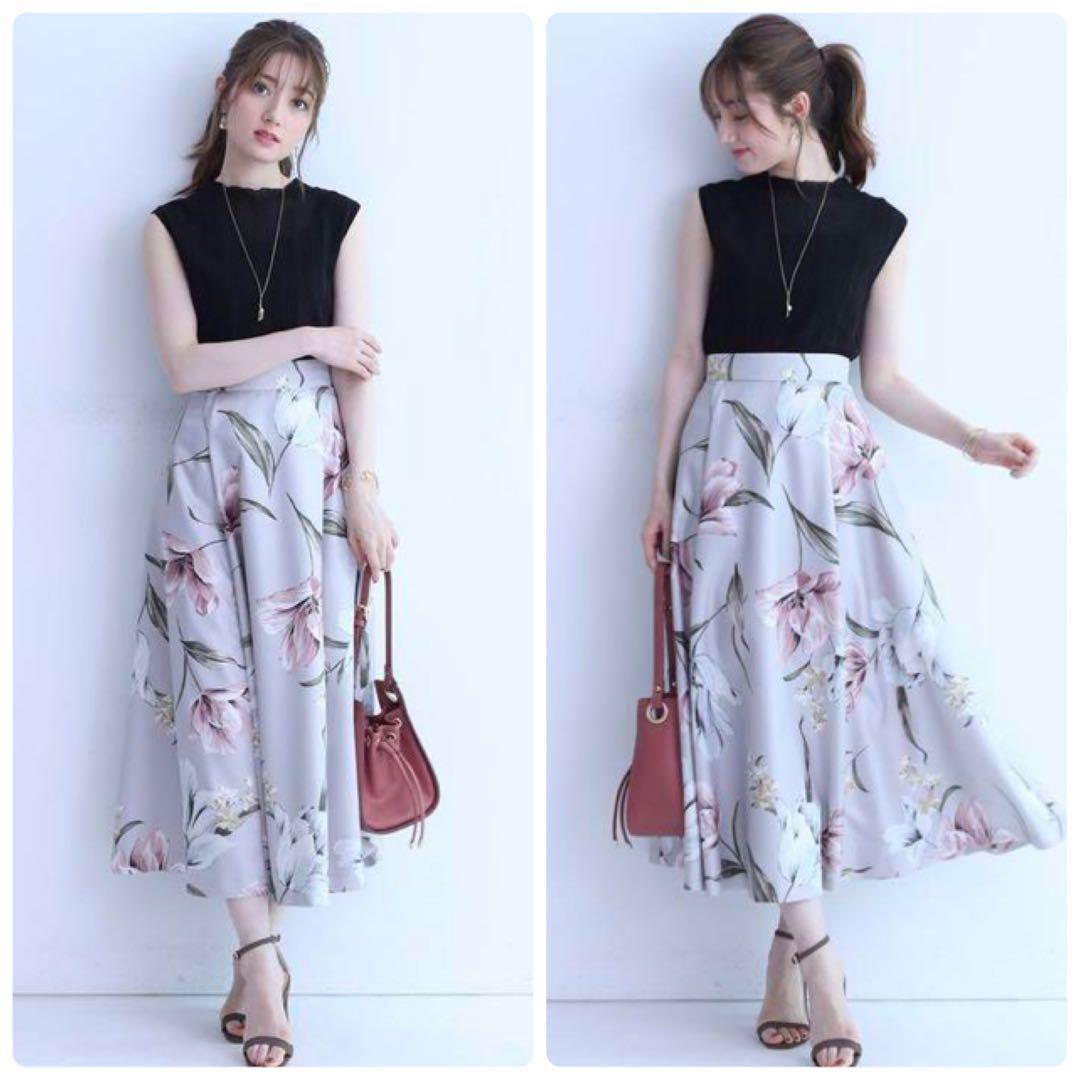 アプワイザーリッシェ　大人気　レア♡ 大花プリントフレアスカート