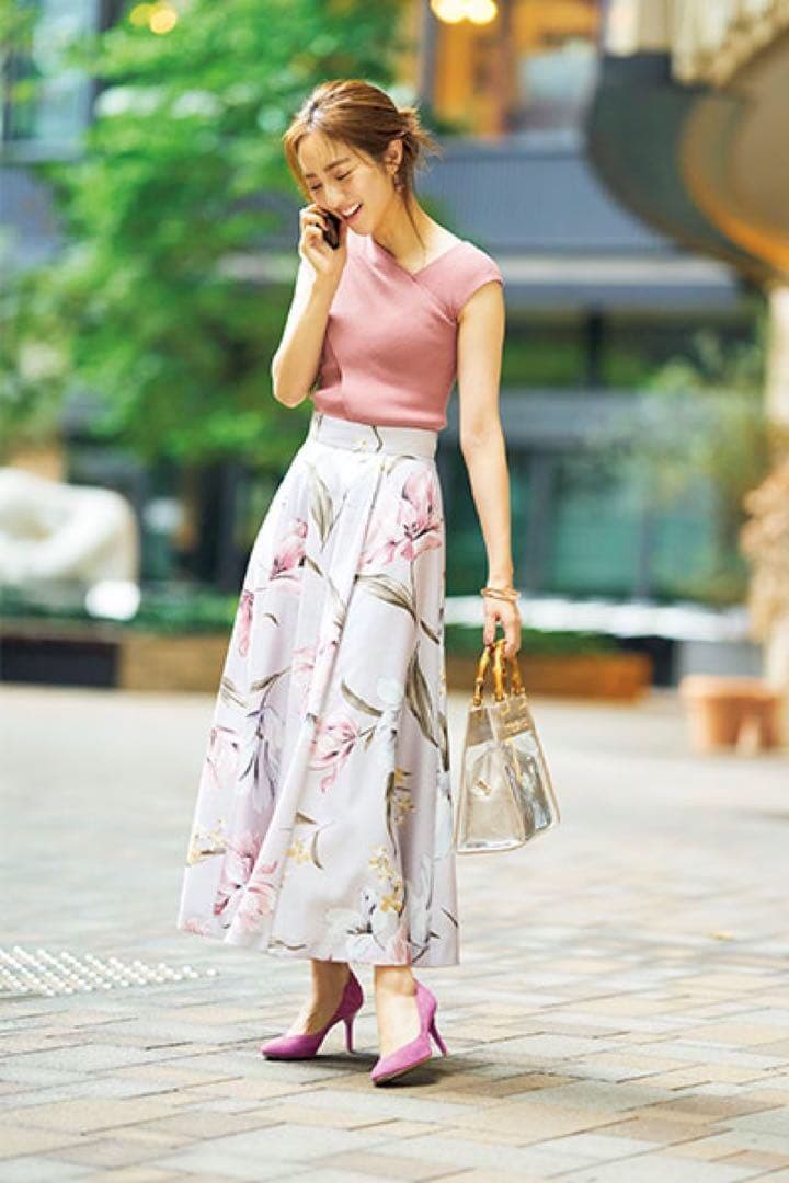 アプワイザーリッシェ　大人気　レア♡ 大花プリントフレアスカート